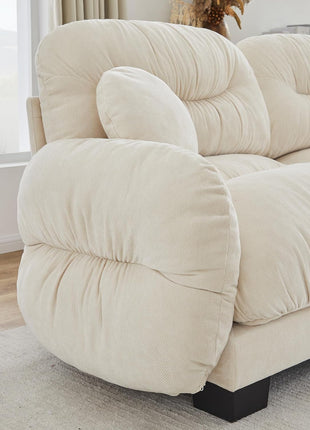 116” Modular Chenille Sectional Sofa in Cloud Style, 3-Seater Configuration, Assembly Required, Perfect for Contemporary Family Living Rooms, Elegant Beige