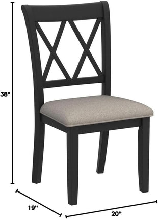 Windvale Set of 2 Black Fabric Upholstered Dining Chairs