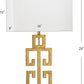 Lighting Collection – Greek Key Table Lamp Set of 2 – Antique Gold Metal Base with White Fabric Shade, LED Bulbs Included, 29-Inch Bedroom Living Room Desk Lamps (LIT4305A-SET2)