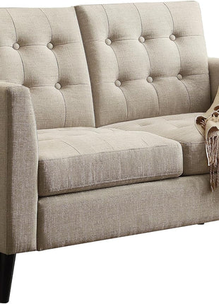 Beige Loveseat Sofa for Living Room - Compact Couch in a Box for Small Spaces