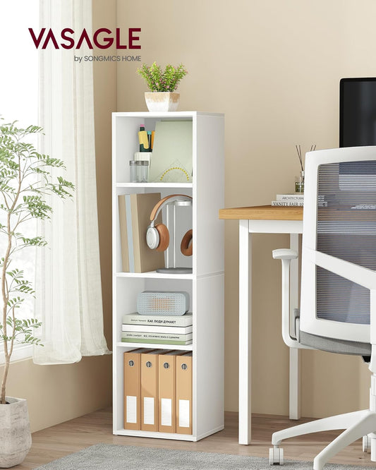 Custos Collection - Bookshelf, 4-Tier Bookcase, Book Shelf, Open Storage Shelf, 9.4 X 11.8 X 41.7 Inches, for Living Room, Home Office, Dining Room, Cloud White ULBC434W01