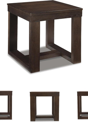Signature Design by Ashley Watson Classic Oversized Square End Table in Dark Brown Finish