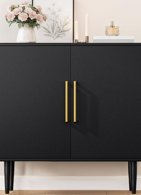 Contemporary Black Free-Standing Storage Cabinet Buffet for Living Room, Hallway, Entryway, and Dining Room