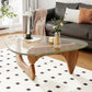 Coffee Table for Living Room Mid Century Modern Center Table with Glass Top, Walnut Transparent