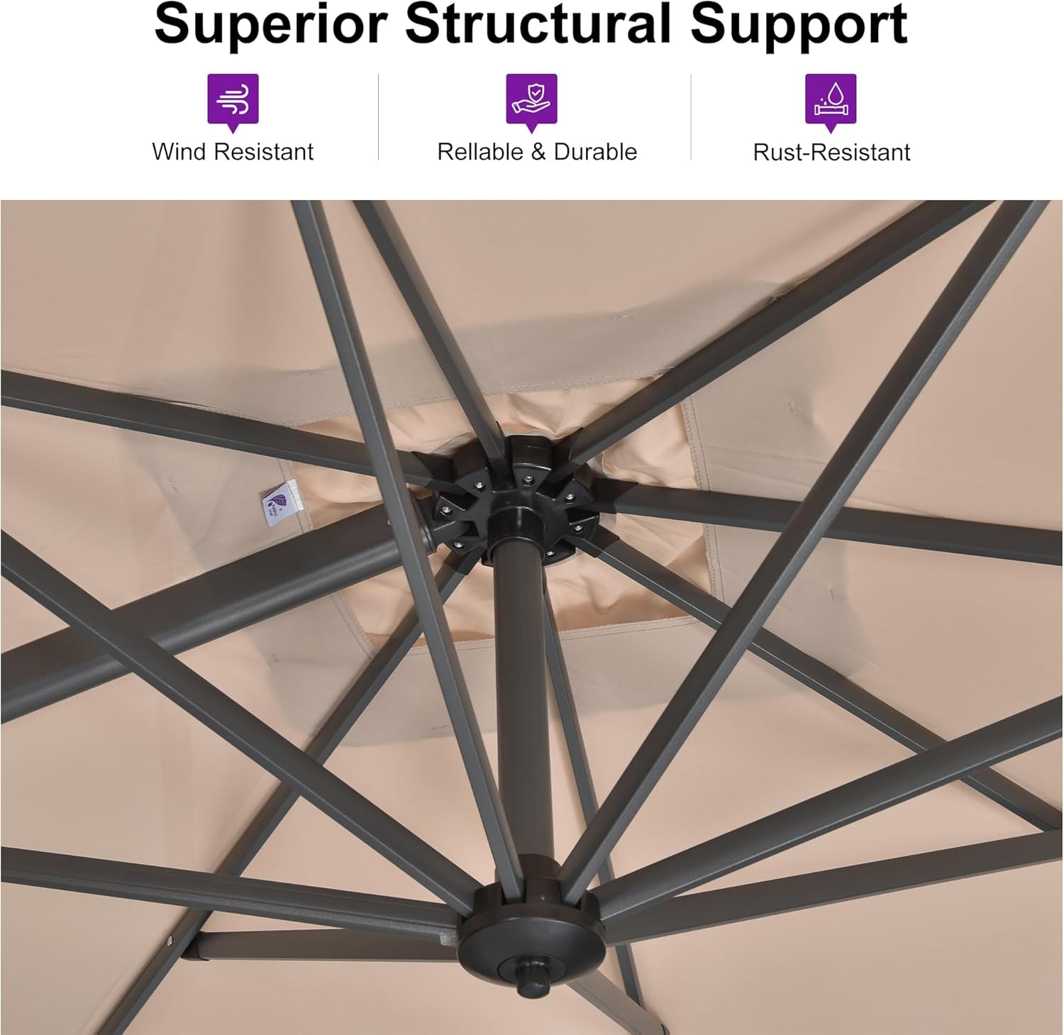 10 Feet Patio Umbrella Outdoor Cantilever round Umbrella Aluminum Offset Umbrella with 360-Degree Rotation for Garden Deck Pool Patio, Beige