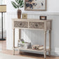 Console Table with 2 Drawers, MDF Narrow Entryway Table with Storage Shelf, Wood Accent Sofa Table for Living Room, Entrance, Hallway, Couch, Light Grey