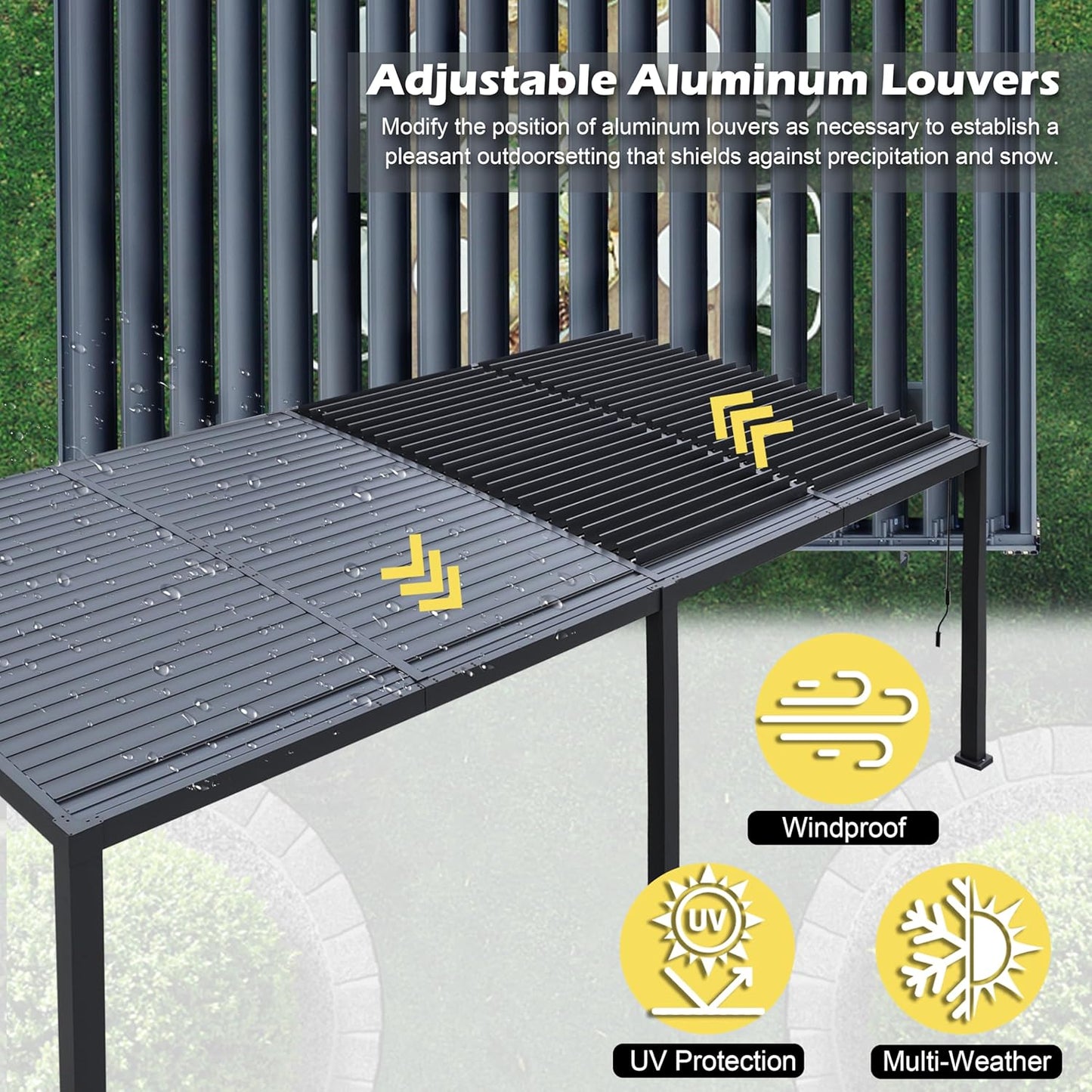 Patio Pergola Canopy Modern Aluminum Pergola with Adjustable Louvered Gazebo for BBQ, Backyard,Party, Lawn,Garden (Dark Gray, 10X20FT)