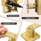 10 Pack Heavy Duty Gold Square Privacy Interior Door Levers, Satin Brass Finish, Bedroom and Bathroom Door Handles Keyless Bed/Bath Lockset