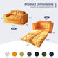 Convertible Sofa Bed, Pull Out Loveseat Sleeper Sofa, 2 in 1 Folding Couch Bed, Fold Out Floor Couch with Pillows for Living Room Bedroom Lounge, Orange
