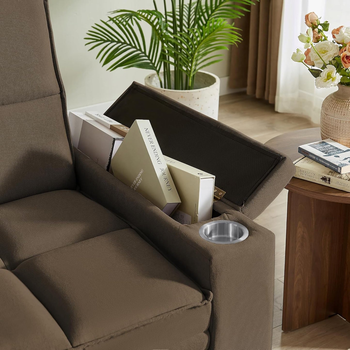 Convertible Sleeper Sofa Bed with 360° Swivel Table & USB Ports, Tufted Chenille Loveseat Pull-Out Couch with Storage Armrest & Cup Holders, 6-Level Adjustable Backrest