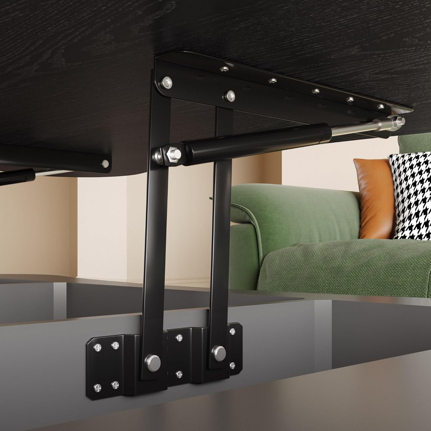 42.52'' Cloud Coffee Table with Lifting Top for Living Room Irregular Coffee Table with Lift Top Modern Smart Coffee Tables with Storage Unique Center Tables Low Pull up Tea Tables Black