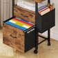 2 Drawer File Cabinet with 24'' Extended Desktop, Mobile Filing Cabinet, Rolling File Cabinet with Side Bag, Fabric Drawer, Fits A4/Letter Size, Printer Stand Home Office, Light Brown