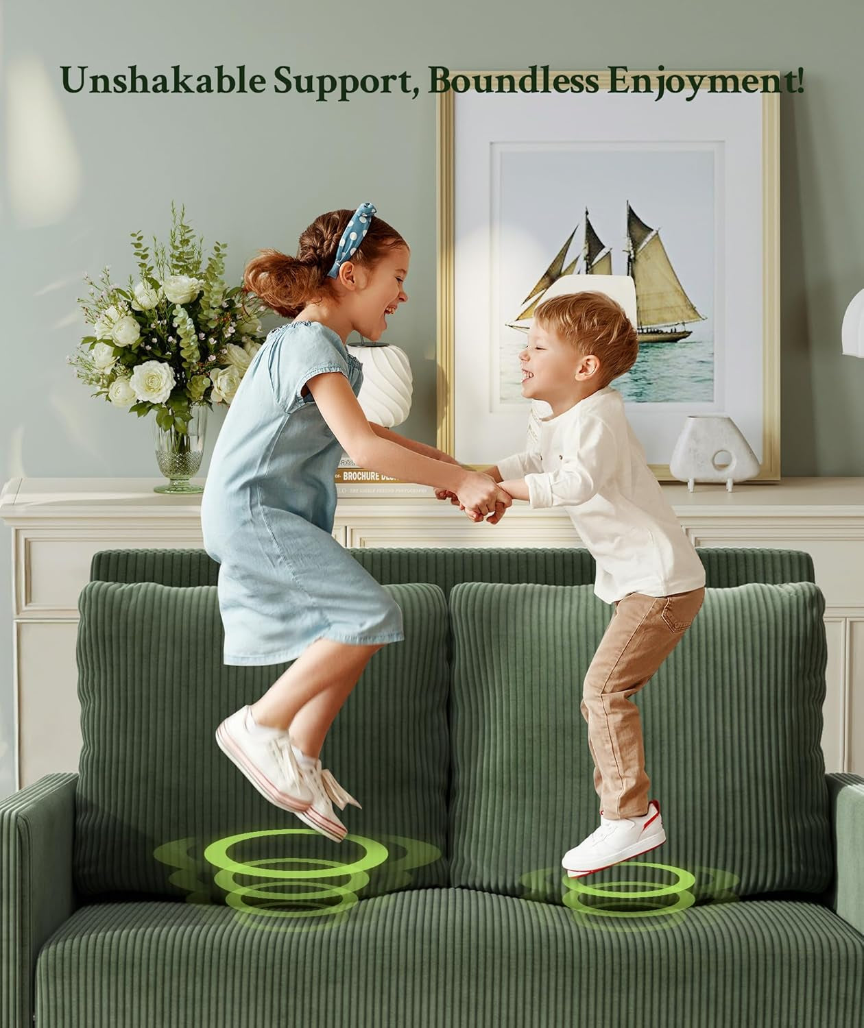 47.2" Convertible Sofa Bed Couch, Comfy Corduroy Couch Bed, All in 1 Loveseat Sleeper Sofa, Love Seat Sleeper Bed with 2 Pillows, Modern Couches for Living Room/Apartment/Home/Office, Green