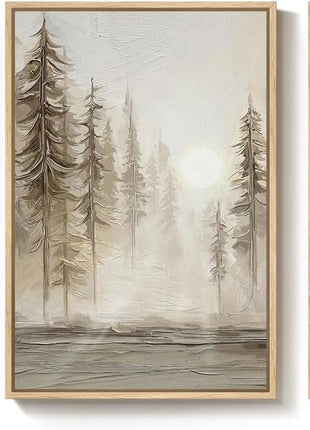 Large 3-Piece Framed Abstract Pastel Grunge Forest Landscape Canvas Art Set for Living Room and Office, Modern Nordic Decorative Prints, 24x36 Inches