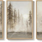 Framed Neutral Wall Art for Living Room, Large 3 Piece Abstract Pastel Grunge Forest Landscape Tree Canvas Artwork Set, Modern Art Decorative Nordic Painting Picture Prints for Hallway Office 24X36 In