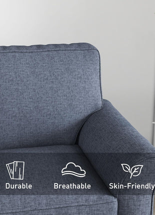 57-Inch Blue Upholstered Loveseat Sofa for Living Room, Apartment, and Office Environments
