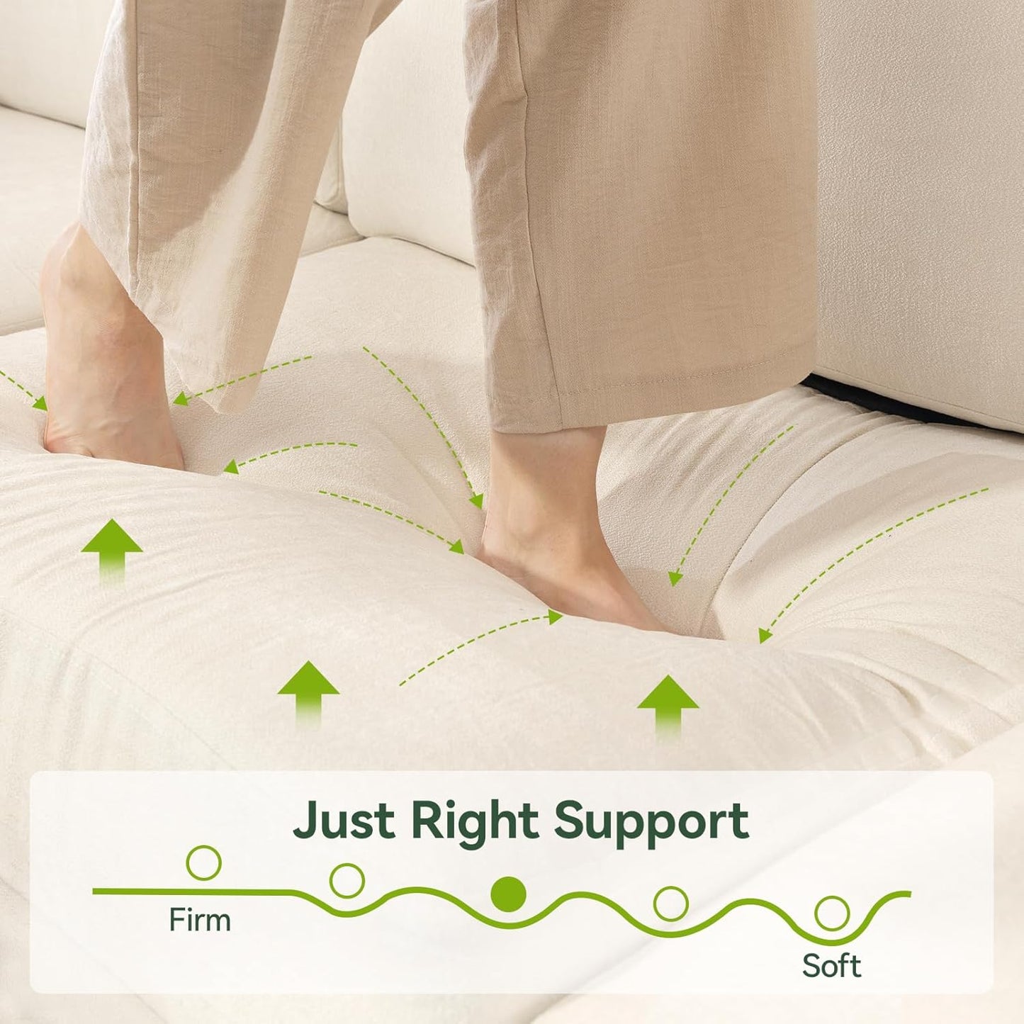 109'' Modular Sectional Sofa, L Shaped Couch with Storage Ottoman, Comfy Cloud Sofa with Deep Seat, 4 Seat Convertible Sectional Couches for Living Room (Beige, Low Legs 1.97")