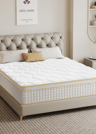 12-Inch Queen Hybrid Mattress with Memory Foam and Pocket Springs for Enhanced Pressure Relief and Motion Isolation, Medium Firmness, CertiPUR-US Certified