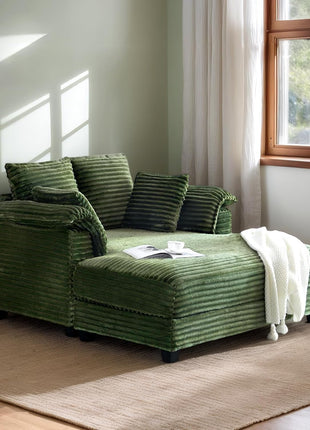 Oversized Corduroy Lounge Chair and Chaise Sofa Recliner Bed with Throw Pillows and Armrests for Living Room, Movie Room, and Bedroom