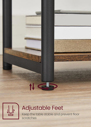 Set of 2 Rustic Brown and Black Versatile Side Tables for Living Room, Bedroom, Office, and Bathroom - Model ULET272B01