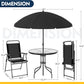6 Piece Patio Dining Set with Umbrella, Outdoor Furniture Set with 4 Folding Chairs and Tempered Glass Top Dining Table Fot Lawn Backyard Garden Porch Black