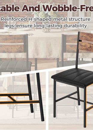 7-Piece Rustic Brown Dining Set for 6, 71-Inch Rectangular Kitchen Table with Upholstered Chairs and Metal Frame