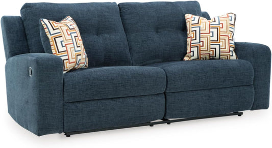 Danum Modern Manual Pull Tab Reclining Sofa with Tufed Back Cushion, Blue