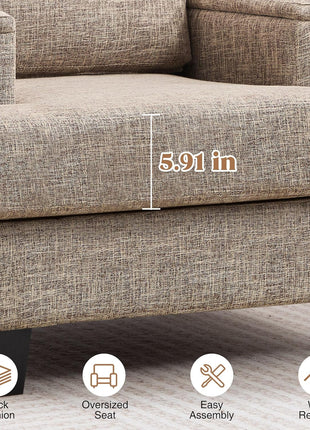 Contemporary Upholstered Accent Chair with Armrest Storage for Living Room and Bedroom, Spacious Fabric Single Sofa Chair in Yellowish Brown