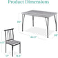 5-Piece Metal and Wood Indoor Modern Rectangular Dining Table Furniture Set for Kitchen, Dining Room, Dinette, Breakfast Nook W/ 4 Chairs - Gray