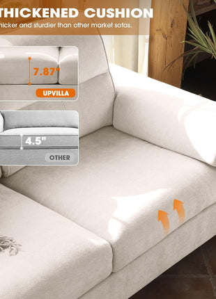 71.25" Contemporary Chenille Loveseat Sofa for Living Room, Deep Seat Design with 8" Cushion and Convertible Armrest, Removable Cover, High Legs (Beige)