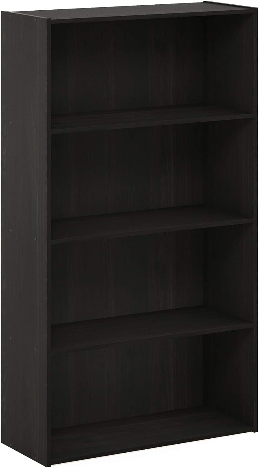 PASIR Book Shelf, 4-Tier Bookshelf, Bookcase with Open Shelf, 9.4 X 23.6 X 41.7, for Living Room, Bedroom, Home Office, Espresso