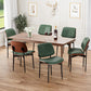 Dining Chairs Set of 4, Mid-Century Modern Upholstered PU Leather Chairs with Walnut Bentwood Back and Metal Legs Adjustable Feet for Kitchen Dining Room, Dark Green Shell Strips