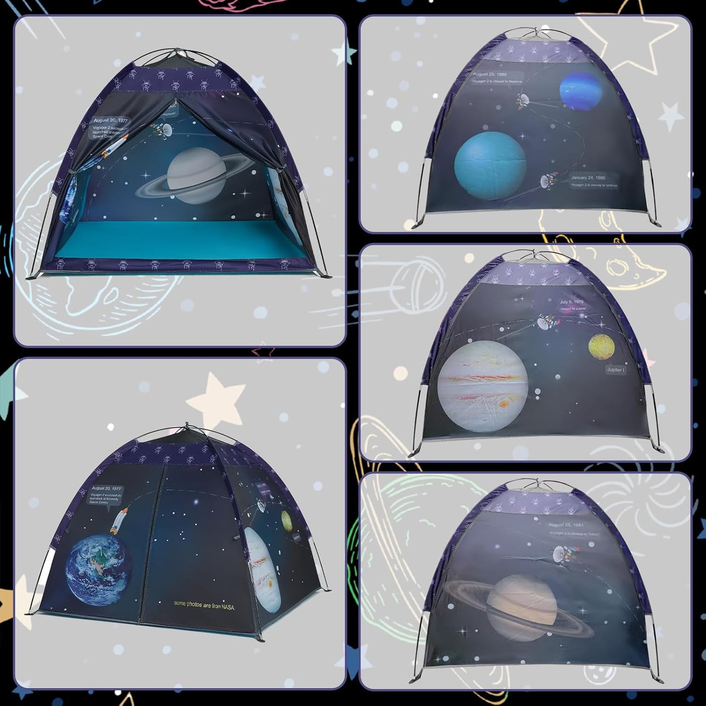 Space World Play Tent Galaxy Dome Playhouse for Boys and Girls Imaginative Play-Astronaut Space for Kids Indoor and Outdoor Fun, Perfect Kid’S Gift- 47" X 47" X 43"