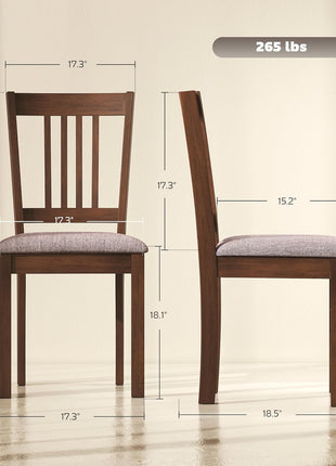 Set of 2 Mid-Century Modern Dining Chairs with Solid Wood Frame and Linen Fabric Upholstery in Walnut and Taupe for Dining and Living Areas