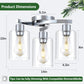 3-Light Semi Flush Mount Ceiling Light, Modern Close to Ceiling Light Fixtures with Clear Glass Shades, Chrome Light Fixture for Kitchen, Dining Room, Hallway, Entryway, Foyer