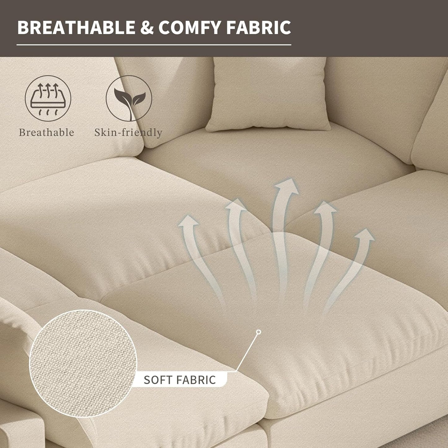 Cloud Couch Modular Sectional Sofa, 95.4" 4-Seater L Shaped Sectional Couches for Living Room, Convertible Cloud Sofa with Ottoman, down Filled Wide & Deep Seat, Removable Washable Cushion Covers