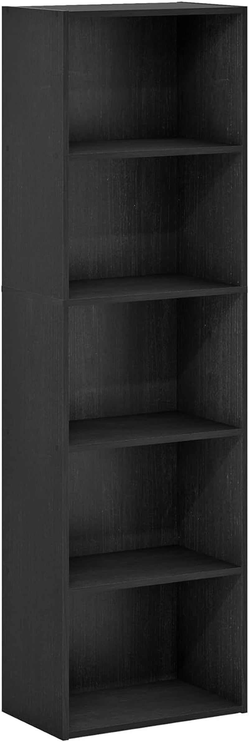 LUDER Book Shelf, 5-Cube Bookshelf, Bookcase with Open Shelf, 9.4 X 15.8 X 52, for Living Room, Bedroom, Home Office, Blackwood