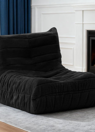 Oversized High-Density Foam Bean Bag Chair for Adults - Giant Sofa for Living Room and Bedroom in Black