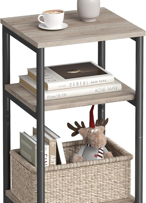 Greige and Classic Black Side Table - Multifunctional End Table and Nightstand for Living Room, Bedroom, Office, and Bathroom - Model ULET273B02