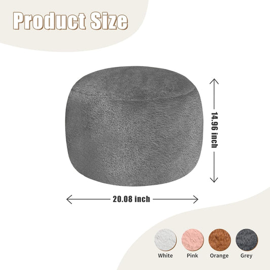 Round Stuffed Pouf Ottoman for Foot Rest, a round Modern Foam Filled Poufs, Floor Chair for Living Room, Nursery, Dorm, a Soft Modern Foot Stool Perfect to Rest Your Feet (Grey, 20Inch)