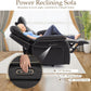 Power Reclining Sofa with Fold down Table, Breathable Leather Electric Reclining Couch, Power Loveseat Recliner Sofa with Cup Holders/Outlets/Usb-C/A Ports for Living Room (Black, 3 Seat)