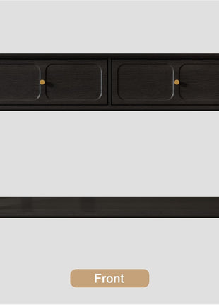 Mid-Century Modern Console Table with Drawers and Open Shelf for Entryway, Living Room, Foyer, and Hallway - Sleek Black Design