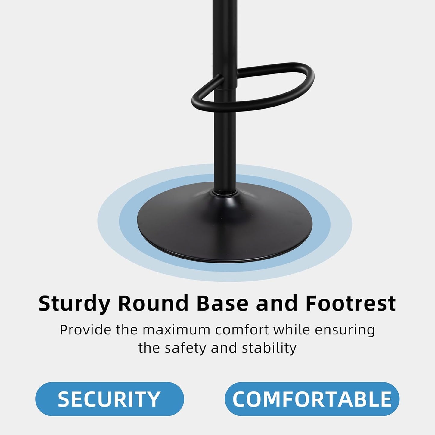 Bar Stools Set of 4 Modern Swivel Bar Chairs, Counter Height Faux Leather Metal Barstools, Upholstered Island Chairs with Back and Footrest, Black