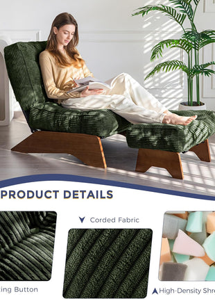 Elegant Green Accent Chair with Ottoman - Ideal for Reading Spaces