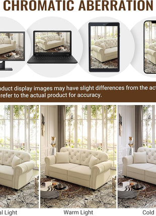 Elegant 3-Piece Chesterfield Sofa Set with Luxurious Velvet Upholstery and Stylish Nailhead Trim