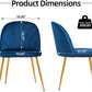 Velvet Dining Chairs Set of 4, Upholstered Mid Century Modern Dining Chairs, Armless Accent Chair with Metal Gold Legs for Living Room, Kitchen, Dining Room, Blue