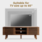 Mid Century Modern TV Stand for 50/55/60 Inch TV, Entertainment Center with Storage & Sliding Door, Wood Media Console, TV Stand for Living Room, Bedroom, Walnut