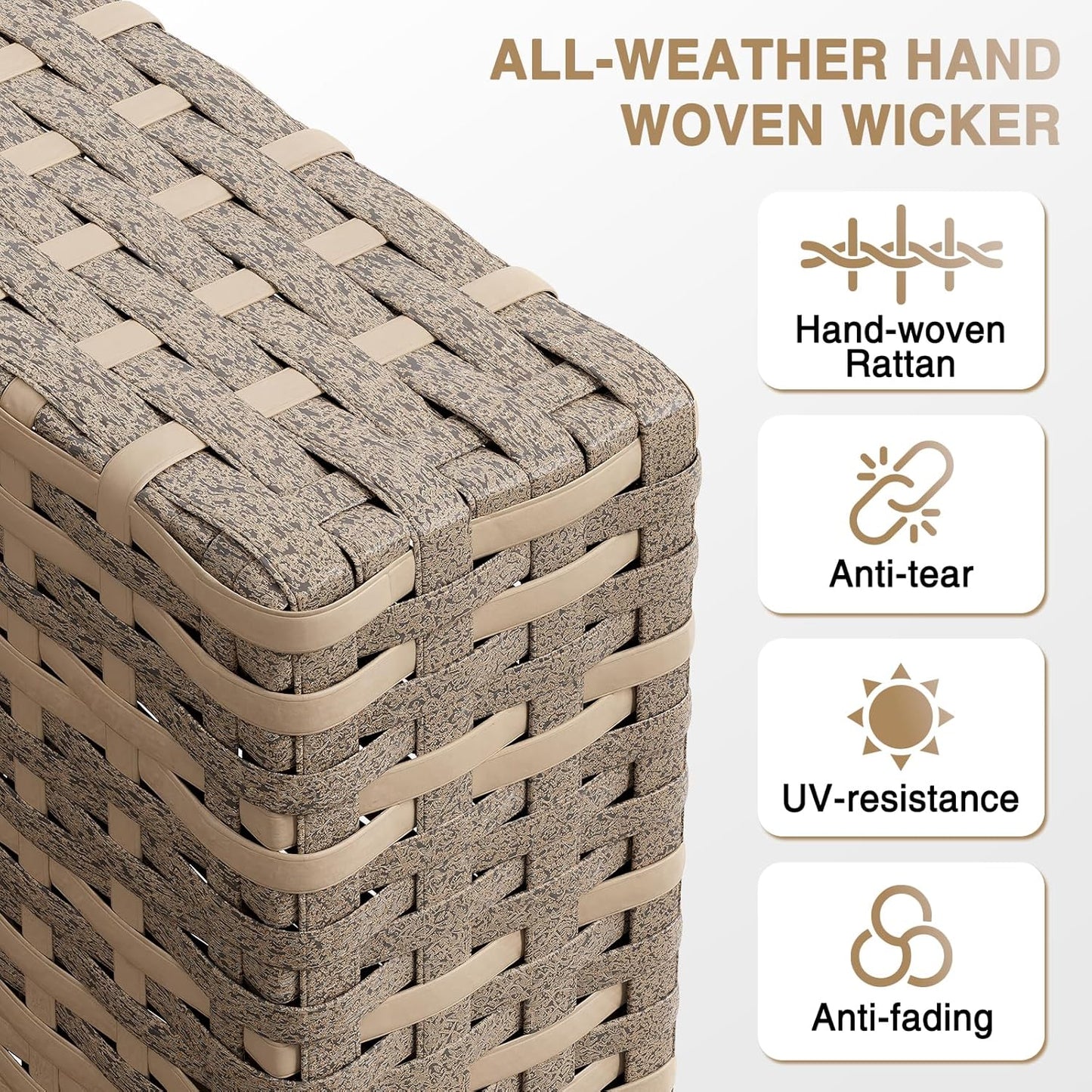 Patio Furniture Sets, 7-Piece Outdoor Patio Furniture with Thick Cushions, Wicker Outdoor Conversation Set Sectional Sofa for Backyard, Poolside, Garden