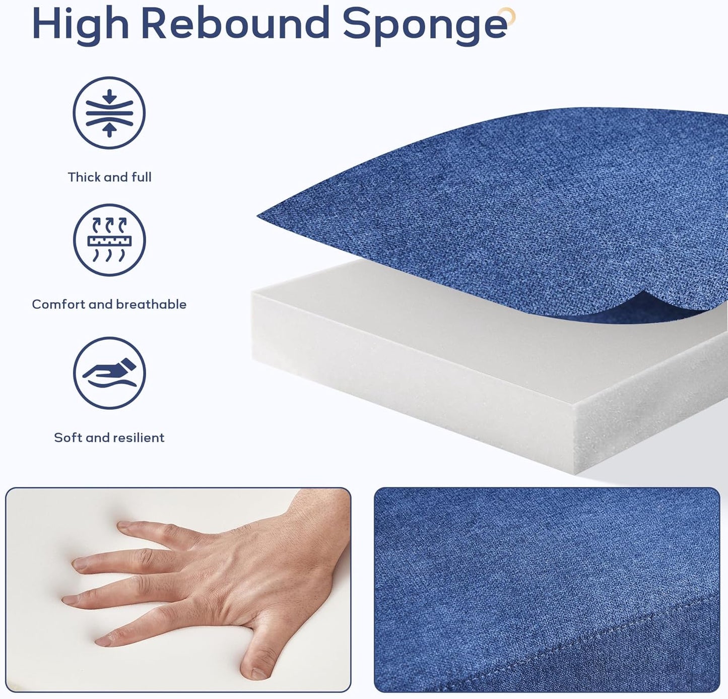 Living Room Set, Button Tufted Living Room Furniture Sets, Upholstered Modern Couch Set with Solid Frame, Sofa Set for Living Room (Dark Blue, 3 Piece Set-1*Loveseat+2*Chair)