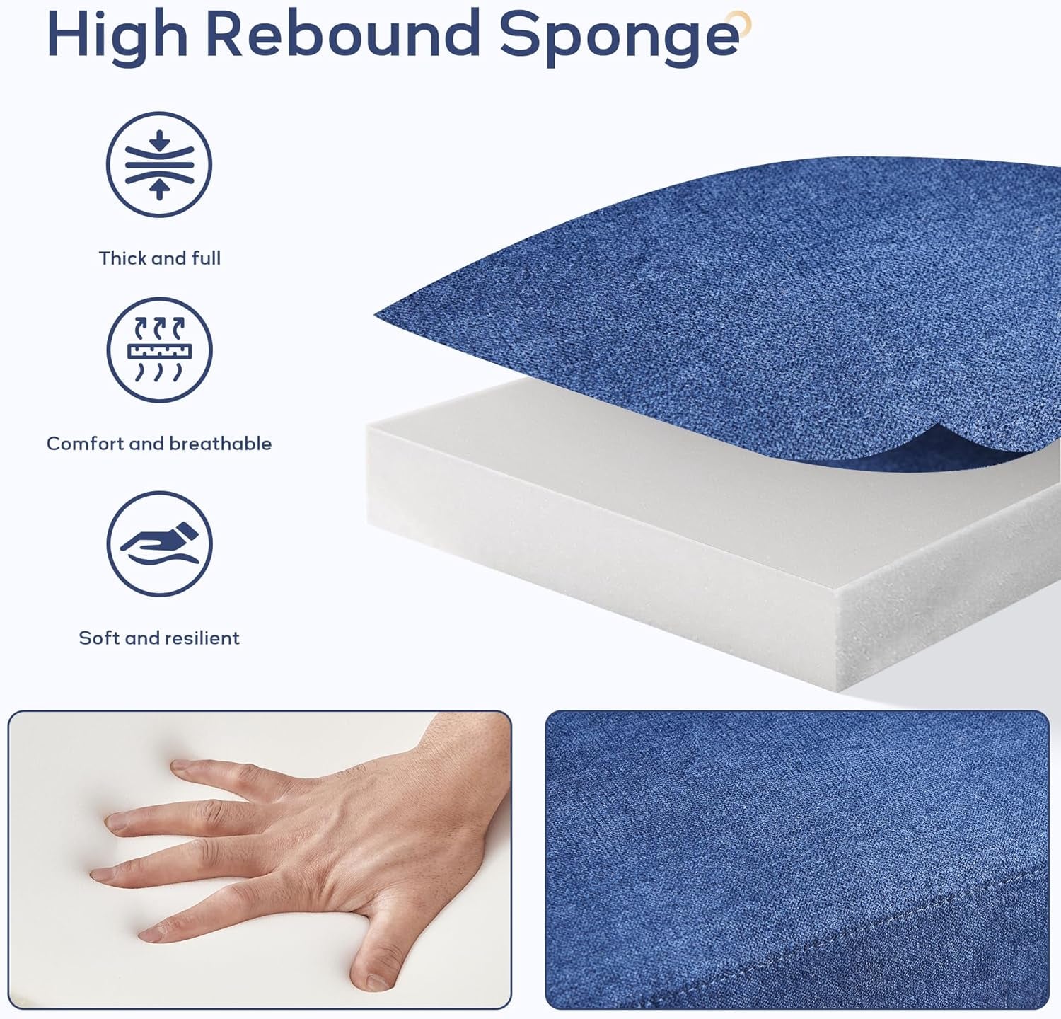 Living Room Set, Button Tufted Living Room Furniture Sets, Upholstered Modern Couch Set with Solid Frame, Sofa Set for Living Room (Dark Blue, 3 Piece Set-1*Loveseat+2*Chair)